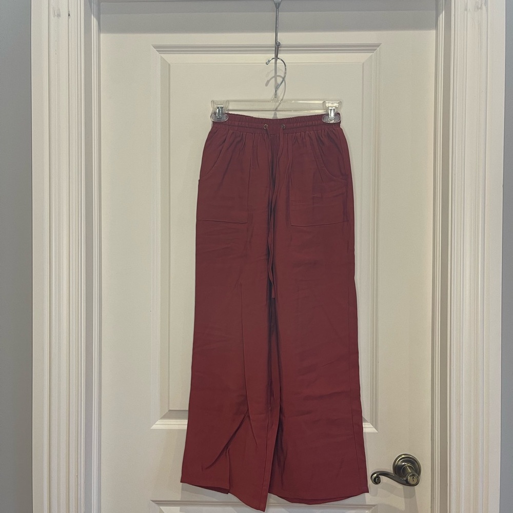burnt orange cropped wide leg pants
